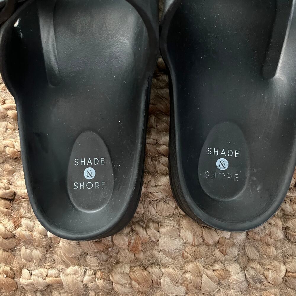 Shade & Shore Neida EVA Two Band Footbed Slide Sandals Bundle Black White 7 - Picture 8 of 15